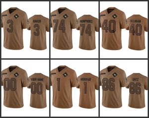 Arizona''Cardinals''Men 1 Kyler Murray 40 Pat Tillman 3 Budda Baker 86 Zach Ertz Women Youth Custom Brown 2023 Salut to Service Limited Jersey