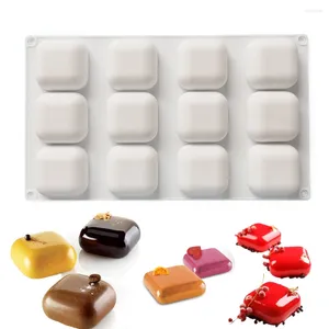 Pişirme Kalıpları 3d Kare Küp Şekli Silikon Kalıp Mousse Kek Kalıpları Karamel Şeker Tatlı The Cheesecake Truffle Jelly Brownie Bakeware