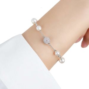 Swarovskis-Armband, Designer-Damen-Charm-Armbänder in Originalqualität, Perlmutt-Flow-Perle, unsichtbare Schnalle, Element-Kristall-Armband