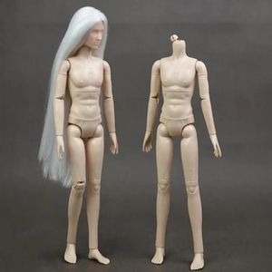 16 Nude Male Doll 20 Joint Flexible Body BJD Boy Prince Long White Black Hair Boyfriend DIY 31cm 240129