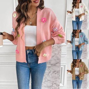 Women's Knits 2024 Autumn And Winter Fashion Hand Hook Flower Sweet Knitted Cardigan Casual Loose Comfortable Versatile Sweater