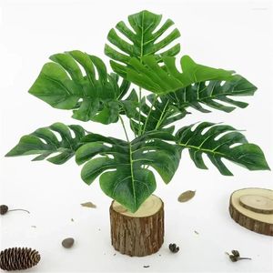 Flores decorativas plantas artificiais grande palmeira folhas verdes bonsai tartaruga folha simulação planta para casa sala de estar decoração