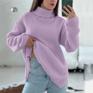 Suéteres femininos outono inverno engrossar suéter de caxemira feminino 2024 solto elegante senhoras pullovers quente casual chique alto pescoço jumper