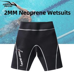 Damen-Badebekleidung, 2 mm elastische Neoprenanzüge, dicker, zum Tauchen, Schnorcheln, Surfen, Hosen, Herren und Damen, Shorts, warm und Sonnenschutz, Schwimmen