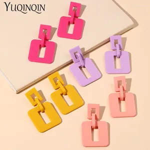 Baumeln Ohrringe Fashion Square Koreanische frauen Erklärung Harz Geometrische Bunte Lange Weibliche Ohrringe Brincos 2024 Trend Schmuck