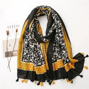 Lenços 2024 mulheres vintage cachecol flor impressão hijab loja xales e envoltórios longo borla feminino foulard pashmina bandana lenço