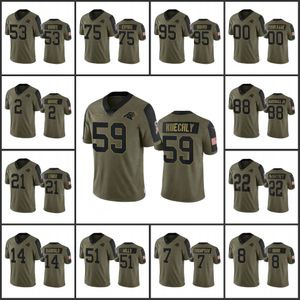 Carolina''Panthers''Men #22 Christian McCaffrey 51 Sam Mills 8 Jaycee Horn 53 Brian Burns Damen Jugend Olive Custom Salute To Service Limited Jersey