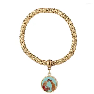 Charm Bracelets Diy Jewelry Making Sublimation Blank Round Pendants Gifts For Name Tags