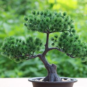 Decorative Flowers Chinese Zen Simulation Fake Pine Tree Welcoming Potted Plants Bonsai Decorations Garden Equipment Home Decor Artificial