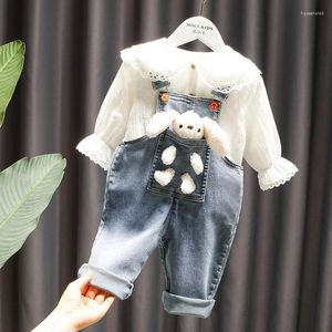 Set di abbigliamento Vestiti per bambina per bambini Vestito per bambina Camicia di jeans Pantaloni per bambino in 2 pezzi Carino primavera e autunno