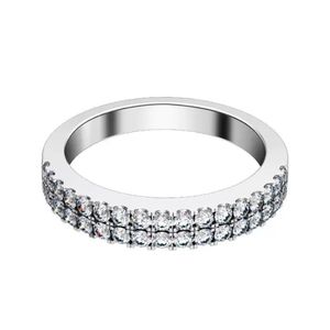 Cluster-Ringe Florid Jewelry Mikro-Pavé-Bandring aus massivem 925er-Sterlingsilber, Verlobungsring, Weißgoldfarbe, PRMoise253D