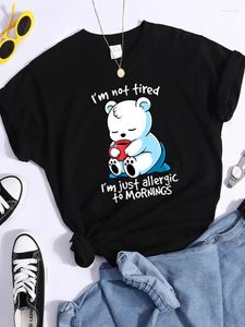 Women's T Shirts I'M Not Friend Just Allergic To Mornings T-Shirt Women Summer Soft Fashion Brand Crop Top Street Casual