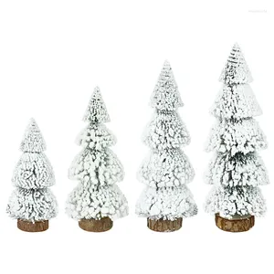 Christmas Decorations Mini Tree Ornaments Artificial Snow Pine Merry For Home Desktop 2024 Navidad Year Gift