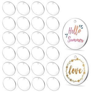 50st Clear Keychains for Vinyl Acrylic Transparenta Circle Discs Akryl Blanks Keychain Bulk för DIY Keychain Crafting294k