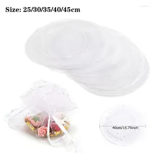 Gift Wrap 50pcs 25cm/35cm Drawstring White Round Organza Pouches Wedding Party Christmas Favor Bags