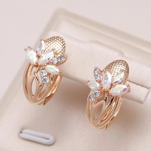 Stud Earrings Kinel Fashion Colorful Natural Zircon Women 585 Gold Color Banquet Flower Statement Jewelry Crystal Gift 2024