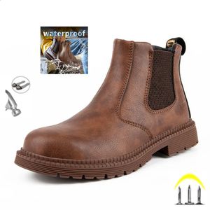 Wasserdichte Sicherheitsarbeitsschuhe für Männer Chelsea Steel Head Lederstiefel Herrenschuhe Unzerstörbare Konstruktion Sicherheitsstiefel 240126