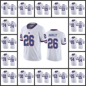 New York''Giants''Men #8 Daniel Jones 56 Lawrence Taylor 26 Saquon Barkley 10 Eli Manning Women Youth''NFL White Custom Color Rush Limited Jersey