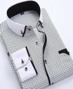 Camicie eleganti da uomo Designer Casual Slim Fit Camicia da lavoro a maniche lunghe Maschile Dot Stampa Autunno Camicie formali in cotone Uomo Nuovo Brand11361177