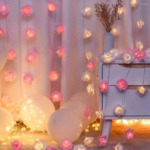 Strängar 3m 20Led Rose Flower String Lights Batteri som drivs för bröllop hemfest födelsedagsfestival inomhus utomhusdekorationer