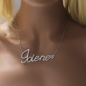 Ожерелья UWIN, индивидуальное курсивное имя с сердечком, ожерелья для женщин, Iced Out CZ, модные персонализированные модные украшения для подарка