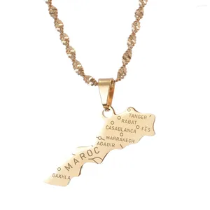 Pendant Necklaces Maroc Map & Cities Name Necklace Gold Color Jewelry For Women Men Morocco