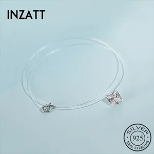 Hängen inza925 Sterling Silver Zircon Crystal Pearl Pendant Choker Halsband Fiskelinje Fina smycken för fshion Women Party Gift