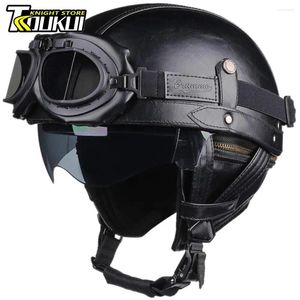 Motorcycle Helmets Retro Helmet DOT Approved German Vintage Casco Moto Capacete De With Windshield Visors Scooter Casque