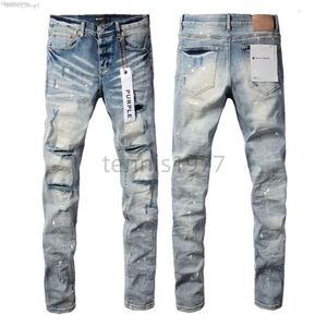 Mens Purple Jeans Designer Stacked Long Pants Ksubi Ripped High Street Brand Patch Hole Denim Straight Fashion Streetwear Silm Mencoat