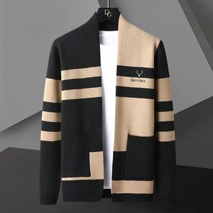 spring cardigan sweater outside wear mens coat trend handsome fashion casual allmatch 240130