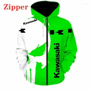 Herrtröjor mode hoodie män kawasaki motorcykel 3d tryckta tröjor kvinnor casual harajuku utomhus sportkläder överdimensionerade sudaderas