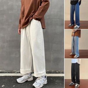 Pantaloni da uomo Gamba larga con cavallo profondo Dritto Stile coreano Casual Match Top Pantaloni in vita elastica tinta unita Abbigliamento