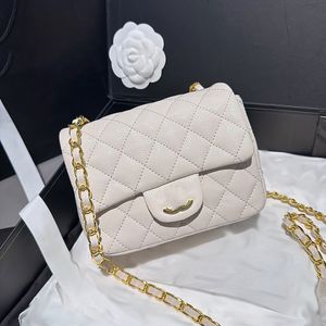 Woc Borsa per il trucco Mini borse a tracolla da donna 13 cm Borsa per caviale Pelle Rhammel Oro Argento Hardware Fibbia in metallo Borsa di lusso Borsa a tracolla con catena Matelasse Sacoche