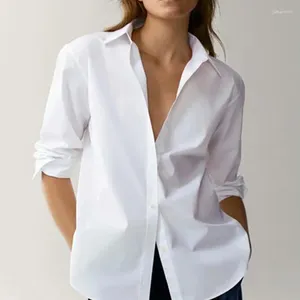 Kadın bluzları solmuş İngiltere tarzı ofis bayan basit moda poplin katı beyaz bluz kadınlar blusas mujer de moda 2024 gömlek üstleri
