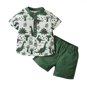 Clothing Sets CitgeeSummer 1-5Years Toddler Boy 2Pcs Outfits Short Sleeve Button Down Shirt Elastic Waist Shorts Clothes Dinosaur Set