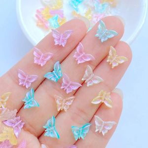 Decorative Figurines 100Pcs Cute Mini 7 10mm Bright Pink Butterfly Flat Back Resin Cabochons Scrapbooking DIY Jewelry Craft Decoration