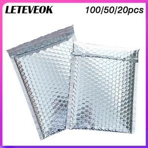 Gift Wrap 100/50/20Pcs Aluminized Silver Bubble Mailer Padded Mailing Envelopes Poly For Packaging Self Seal Bags