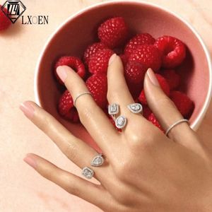 Cluster Ringe LXOEN Luxus Geometrische Zirkonia Offen Einstellbar Für Frauen Modeschmuck Jahrestag Geschenk Party Kleid Zubehör