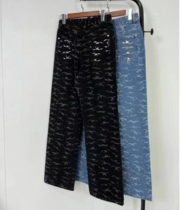 Luksusowe spodnie designerskie dżinsy y2K moda proste szczupły spodnie marka haftowa damskie spodnie na nogi
