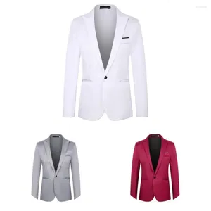 Mäns kostymer Business Blazer Solid Color Long Sleeve All-Match Lapel Slim Wedding Suit Jacket för dejting