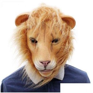 Party Masks Latex Lion Mask Fl Face Animal Halloween Masquerade Birthday Cosplay L220711 Home Garden Festive Supplie Drop Delivery Dhgui