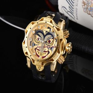 2021 New Luxury Mens Sports Watch Clown series Golden Quartz Men Watches calendar Silicone strap Wristwatches283c