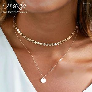 Choker Orazio 2pcs Necklaces For Women Stainless Steel Gold Plated Charm Pendant Neck Chain Multi-style Fashion Jewelry Wholesale