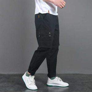 Calças de trabalho para leggings masculinas cortadas soltas e versáteis esportes de perna pequena versão coreana casual