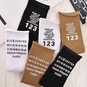 Women Socks 1/3 Pairs Fall Thin Versatile Heap Ins Letterprint Black And White Curled Women's Middle Net Red Tide