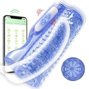 App Wireless Controlled Automatic Man Masturbator Pocket Pussy Adult Sex Toys Men Sucking Vibrator Realistic Silicone Vagina 18 240125