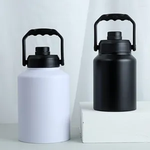 Garrafas de água 64oz esportes pote acampamento chaleira garrafa térmica de aço inoxidável com alça tampa grande capacidade vácuo isolado balão