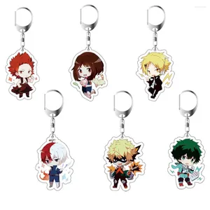 Keychains Fashion Japan Anime My Hero Academia Keychain Acrylic Double Sided Transparent nyckelkedja Ringtillbehör Kvinnor Män smycken gåva