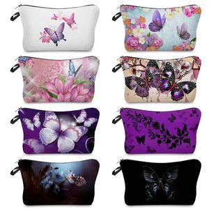 Borse per cosmetici Custodia a farfalla colorata Borsa per trucco da viaggio casual da spiaggia per donna Organizzatore portatile di dimensioni semplici Modello personalizzato da toilette