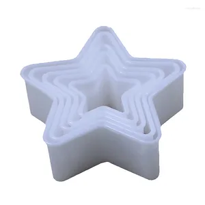 Baking Moulds 5pcs/set Star Shaped Plastic Cake Mold Cookie Cutter Biscuit Stamp Fondant Decorating Tools Clay Chocolate Cutting